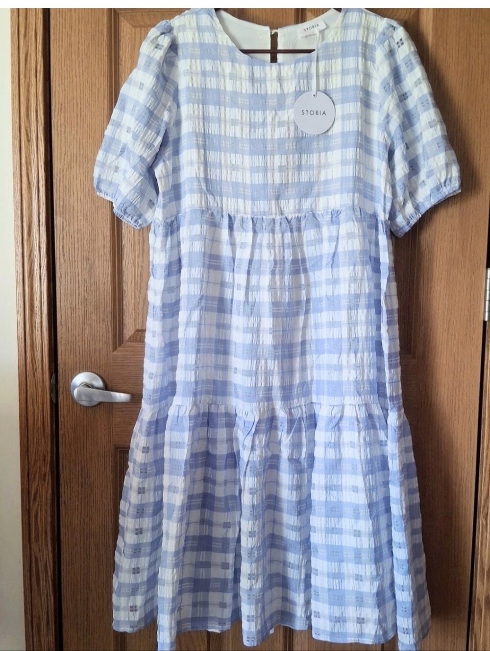 Storia “Sweet en Forme” Plaid Trapeze/Swing Midi Dress